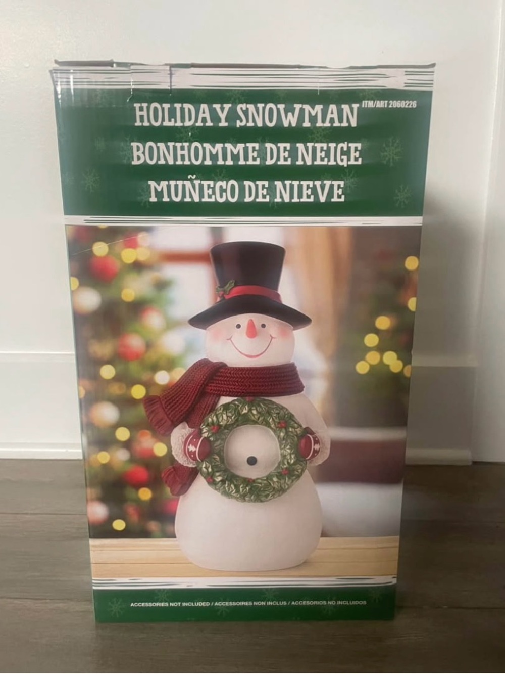 Holiday Snowman Decor with Red Scarf and Black Hat